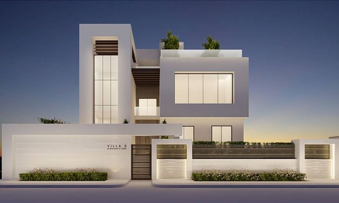 Elegant Modern Exterior Design Ideas , IONS DESIGN IONS DESIGN Minimalist houses Limestone exterior design,home design,interior design,Dubai,Oman