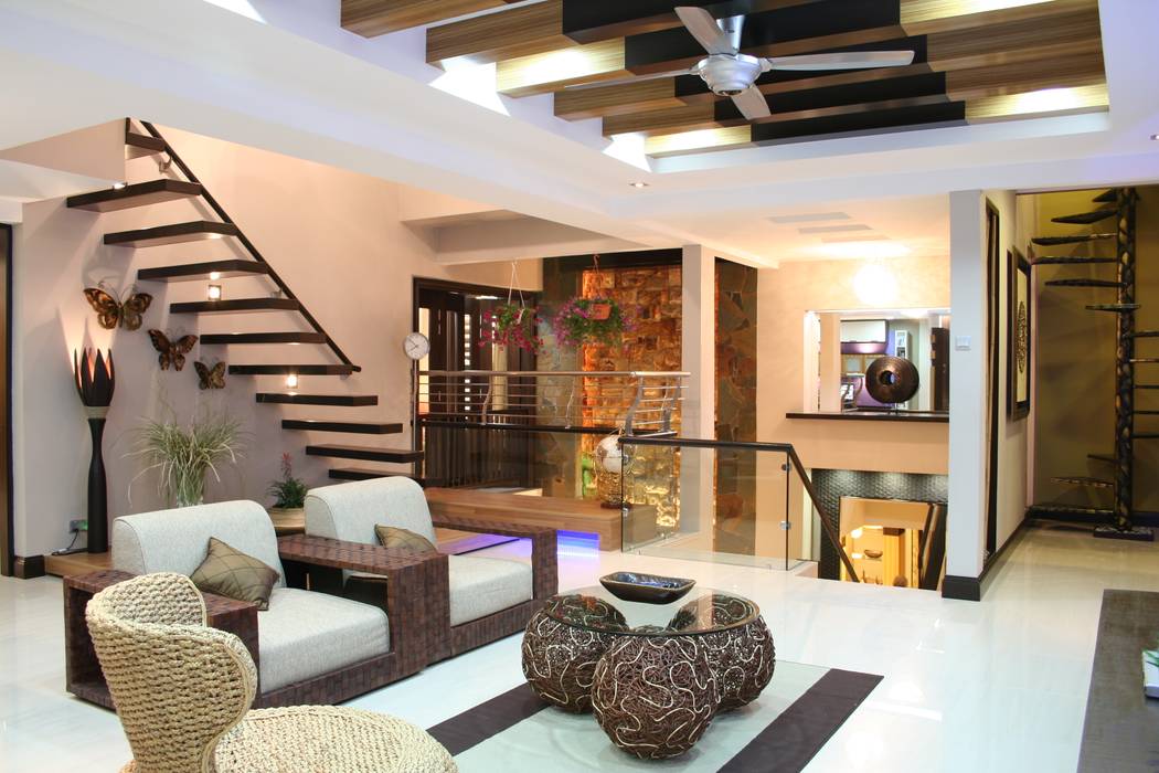 Tropical Retreat | SEMI-DETACHED, Design Spirits Design Spirits Salones de estilo tropical