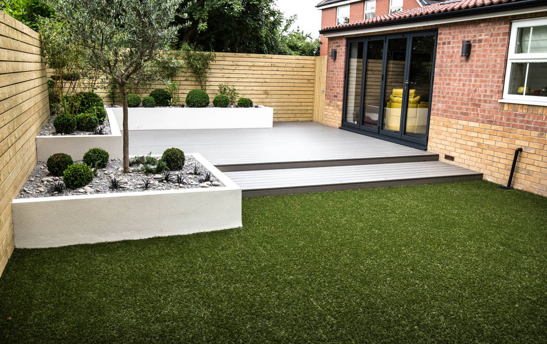 Small, low maintenance garden Yorkshire Gardens Jardin minimaliste Bois composite eco garden,eco deck,artifical lawn