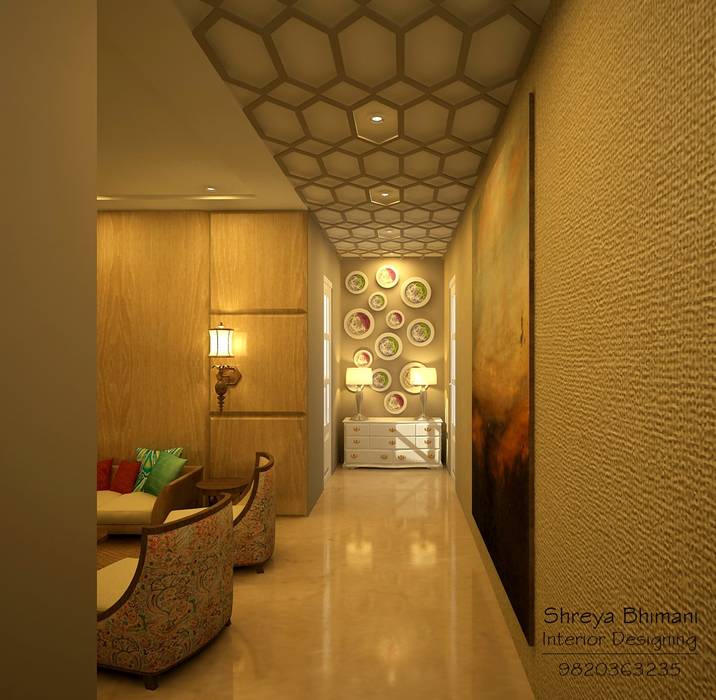 Entrance Lobby Shreya Bhimani Designs Modern corridor, hallway & stairs Entrance lobby,decor,passage,ceilign,modern