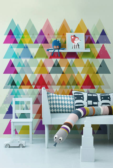 Triangles Pixers Chambre d'enfant minimaliste wall mural,wallpaper,kid,child,animals,colors