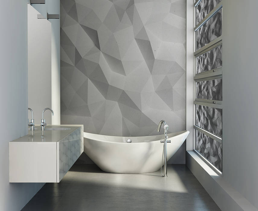 Smart Froms Pixers Minimalist style bathroom wall mural,wallpaper,abstract,triangles,geometric