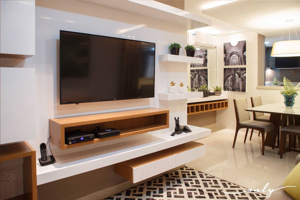 Apartamento N | H, Only Design de Interiores Only Design de Interiores Sala multimediale moderna