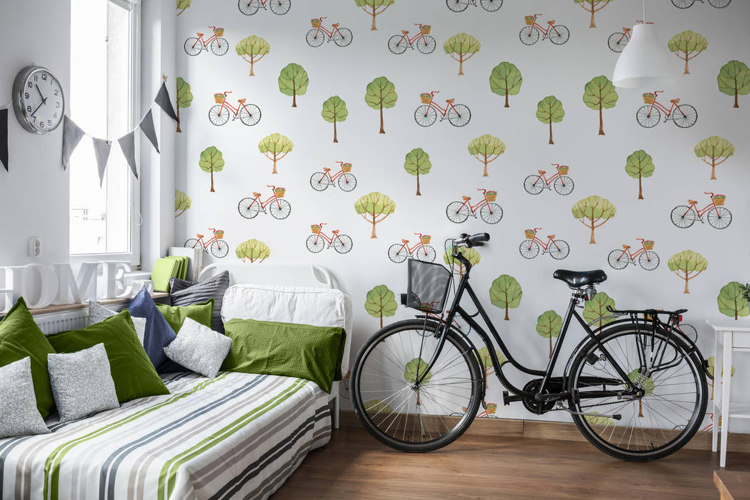 Bike and tree Pixers Eklektik Oturma Odası wall mural,bike,bikes,tree,wallpaper