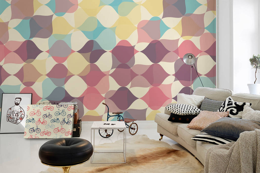 Retro Pattern Pixers ห้องนั่งเล่น pattern,wall mural,wallpaper