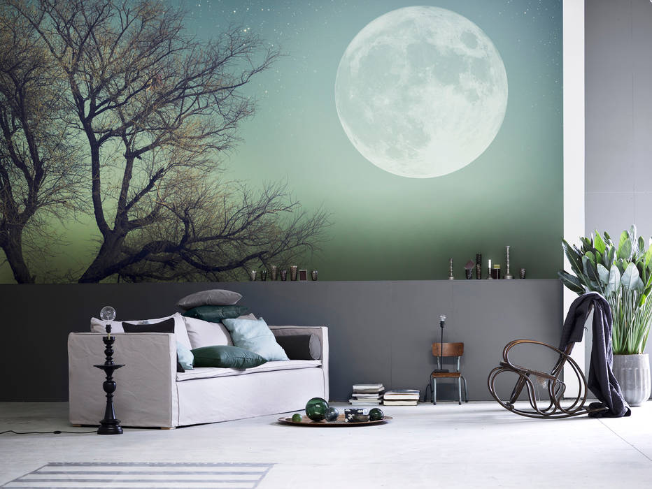 Full Moon Pixers Minimalist living room moon,full moon,wall mural,wallpaper,night