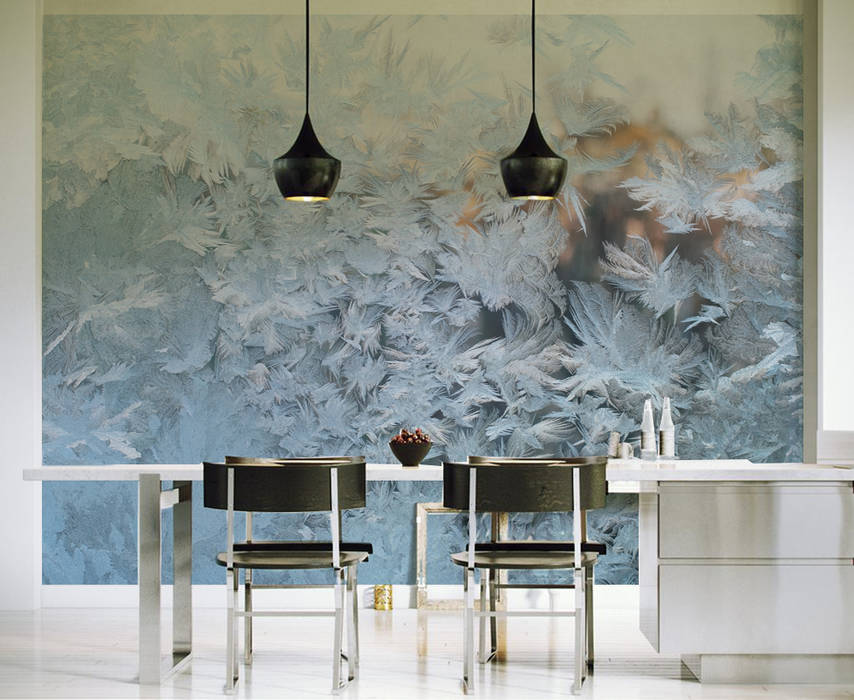 Frost Pixers Minimalist dining room wall mural,wallpaper,frost,frozen,winter