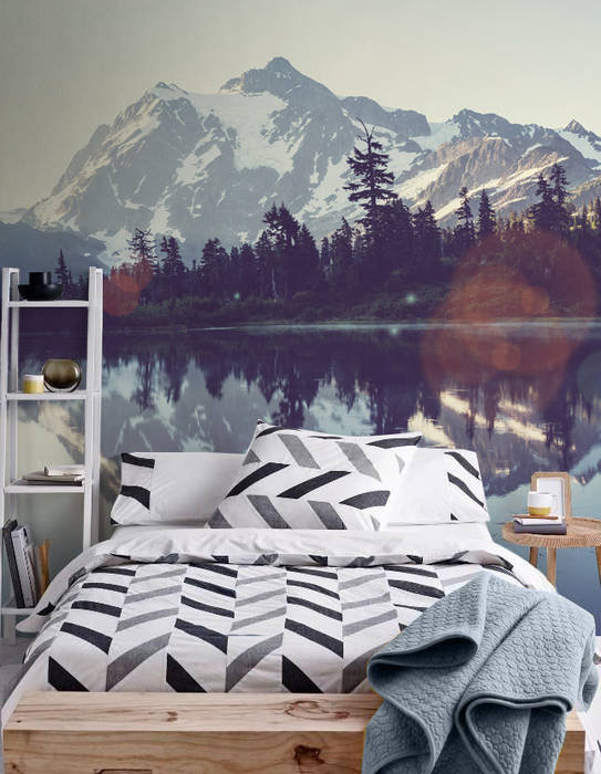 Lake Pixers Scandinavian style bedroom mountains,lake,snow,nature,wall mural,wallpaper