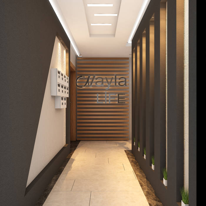 NAYLA 1+1 STUDIO, MİNERVA MİMARLIK MİNERVA MİMARLIK Modern Corridor, Hallway and Staircase