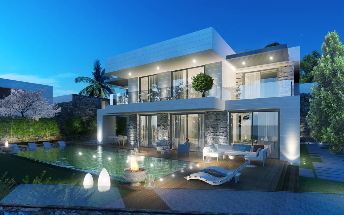 ELYSIUM PREMIER-OFTON, ARTIBODRUM MİMARLIK MÜH.İNŞ.TAAH.TİC.LTD.ŞTİ ARTIBODRUM MİMARLIK MÜH.İNŞ.TAAH.TİC.LTD.ŞTİ Casas modernas Mármol