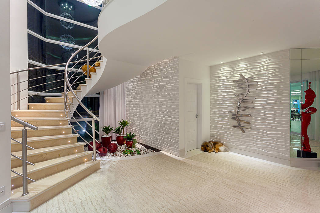 homify Modern corridor, hallway & stairs Marble