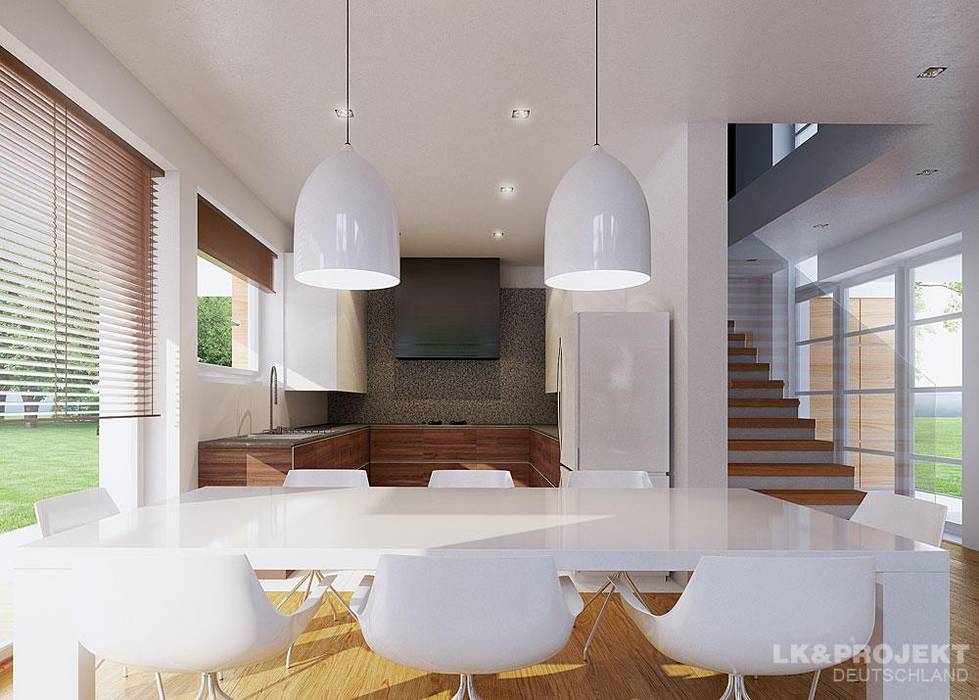 Ein haus für sehr schmale grundstücke lk&projekt gmbh moderne esszimmer