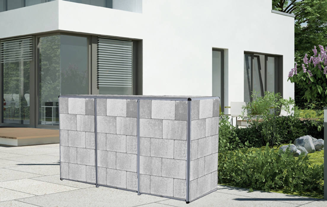 Mülltonnenbox ToPaBox, Rollomeister Rollomeister Modern style gardens Aluminium/Zinc Fencing & walls