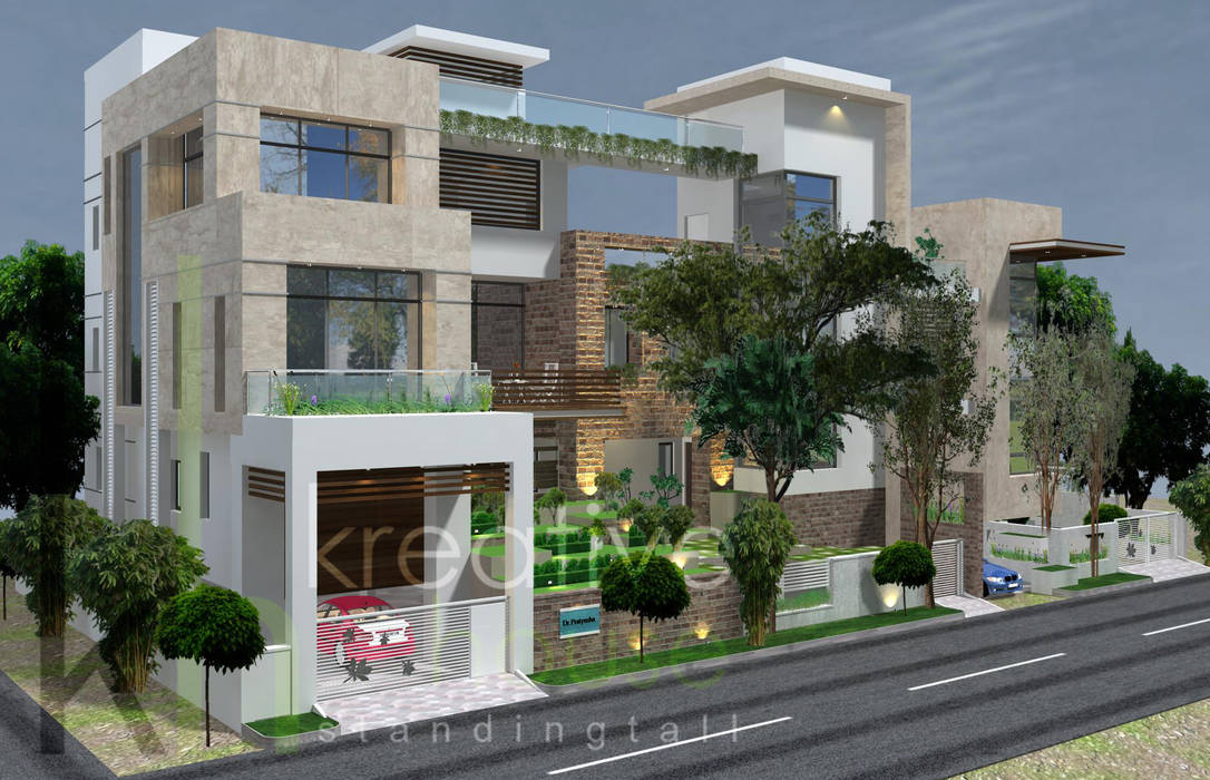 Green and Luxury Residences in India, KREATIVE HOUSE KREATIVE HOUSE Casas de estilo moderno Ladrillos