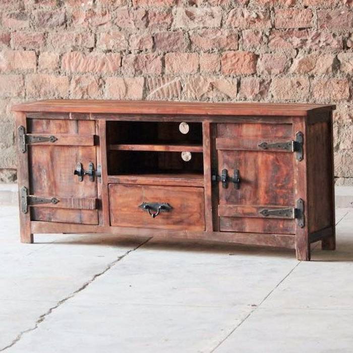 Rustica 2 Door 1 Drawer Reclaimed Wood TV Stand homify Living roomTV stands & cabinets Wood Wood effect