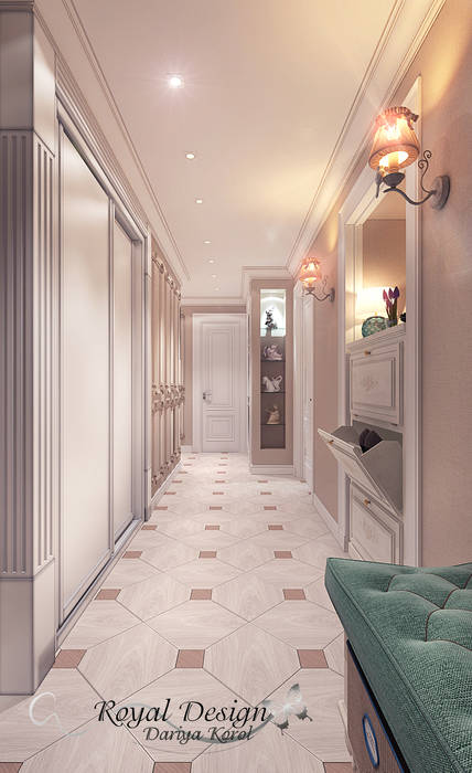 the hall in the apartment, Your royal design Your royal design Country style corridor, hallway& stairs