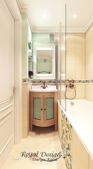 bathroom and toilet in the apartment, Your royal design Your royal design Ванная комната в стиле кантри
