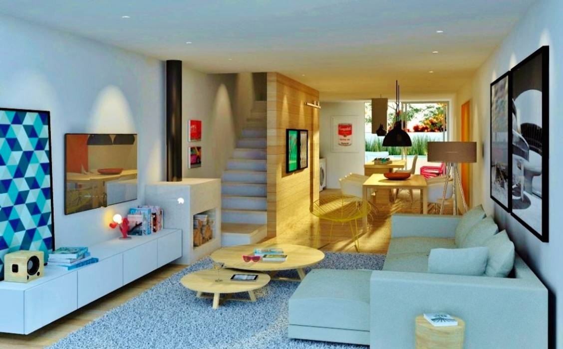 Casas verdes campos salas de estar modernas por hola moderno | homify