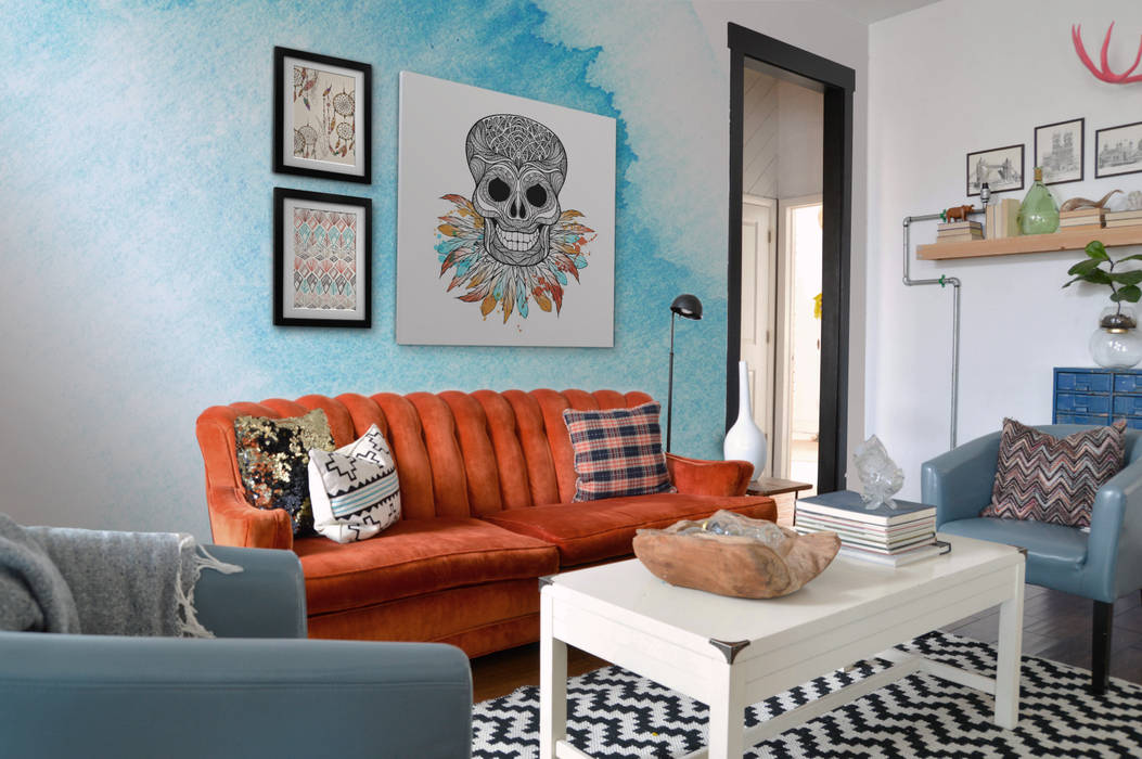 Smiling Spirit Pixers Eclectic style living room wall mural,wallpaper,skull,canvas,canvas