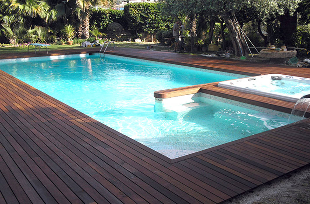 TARIMA DE MADERA PARA PISCINA, Novodeco Novodeco Kolam Renang Tropis