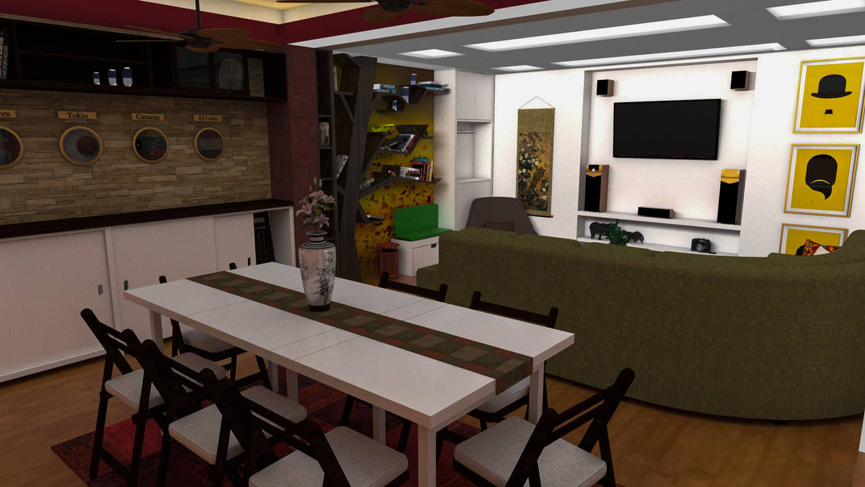 Diseño de Apartamento pequeño con elementos multifincionales, Interiorismo con Propósito Interiorismo con Propósito Salle à manger moderne