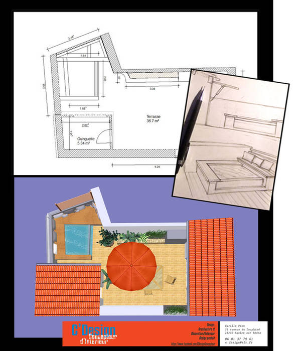 spa à débordement de terrasse, C'Design C'Design Hiên, sân thượng phong cách chiết trung