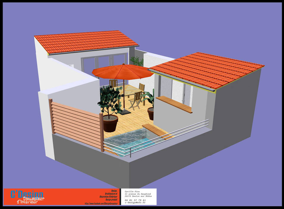 spa à débordement de terrasse, C'Design C'Design Eclectic style balcony, veranda & terrace