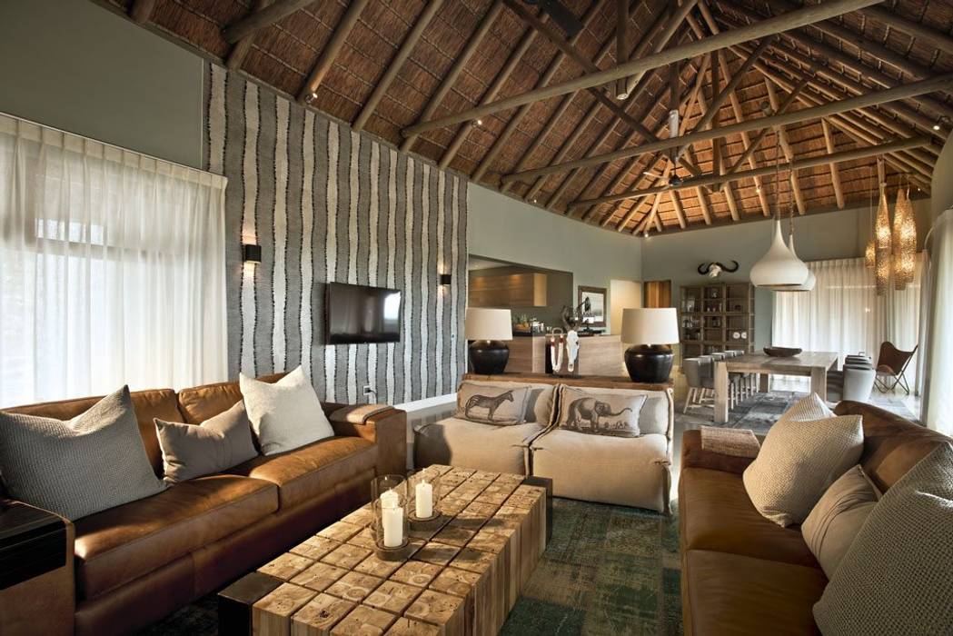 Mhondoro, een Lodge in Zuid-Afrika, All-In Living All-In Living Moderne Wohnzimmer