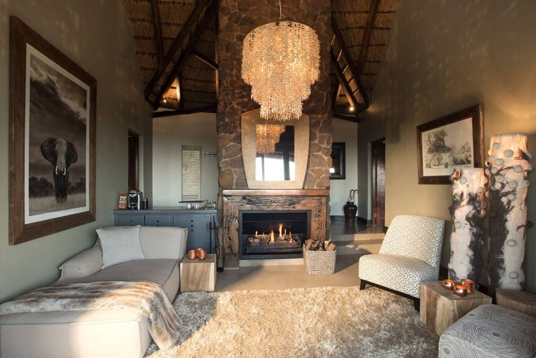 Mhondoro, een Lodge in Zuid-Afrika, All-In Living All-In Living Гостиная в стиле модерн