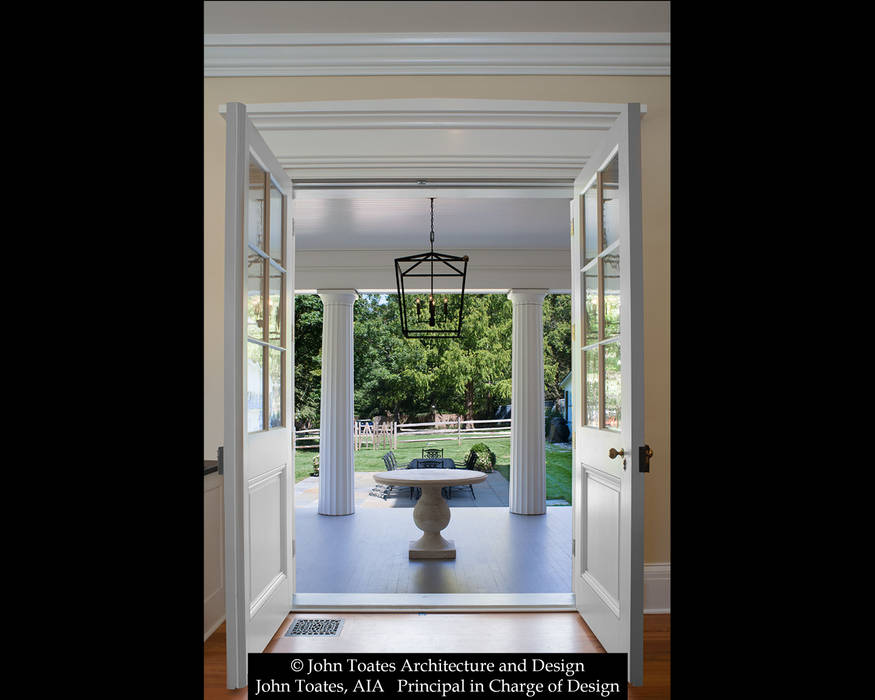Porch Entry John Toates Architecture and Design Patios & Decks porch,pendant,doors,classic,traditional