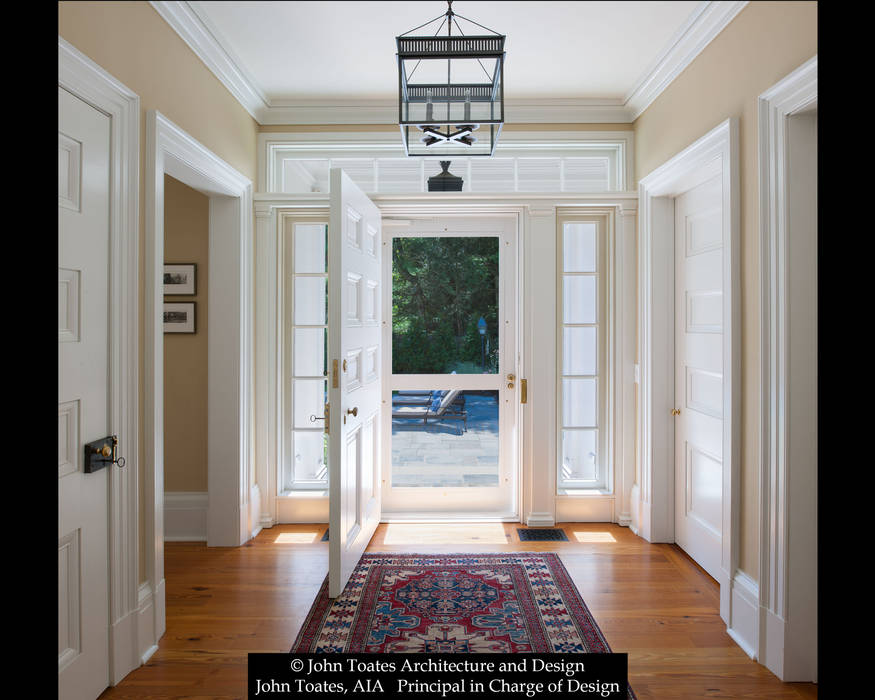 Family Entry John Toates Architecture and Design Classic style corridor, hallway and stairs entry,door,hallway,rug,wood flooring,paneling,transom,classic,traditional