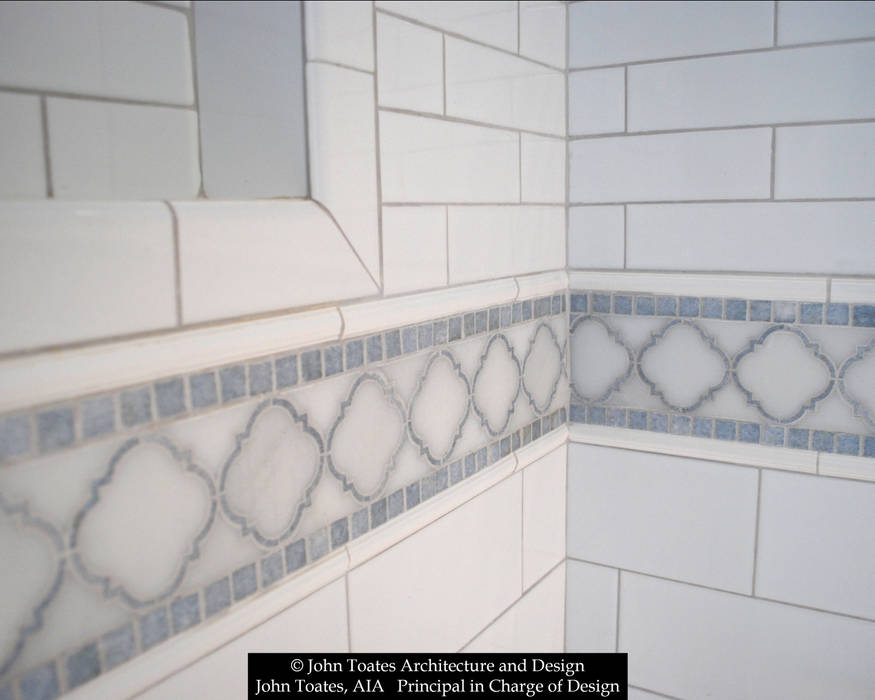 Tile Detail John Toates Architecture and Design Classic style bathroom shower,subway tile,detail