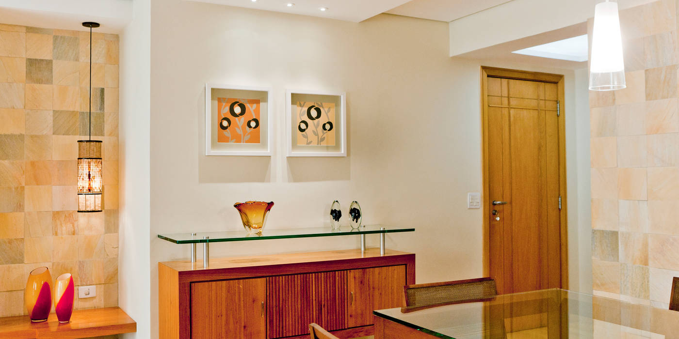 Apartamento em Perdizes, Enzo Sobocinski Arquitetura & Interiores Enzo Sobocinski Arquitetura & Interiores Modern dining room Wood Wood effect