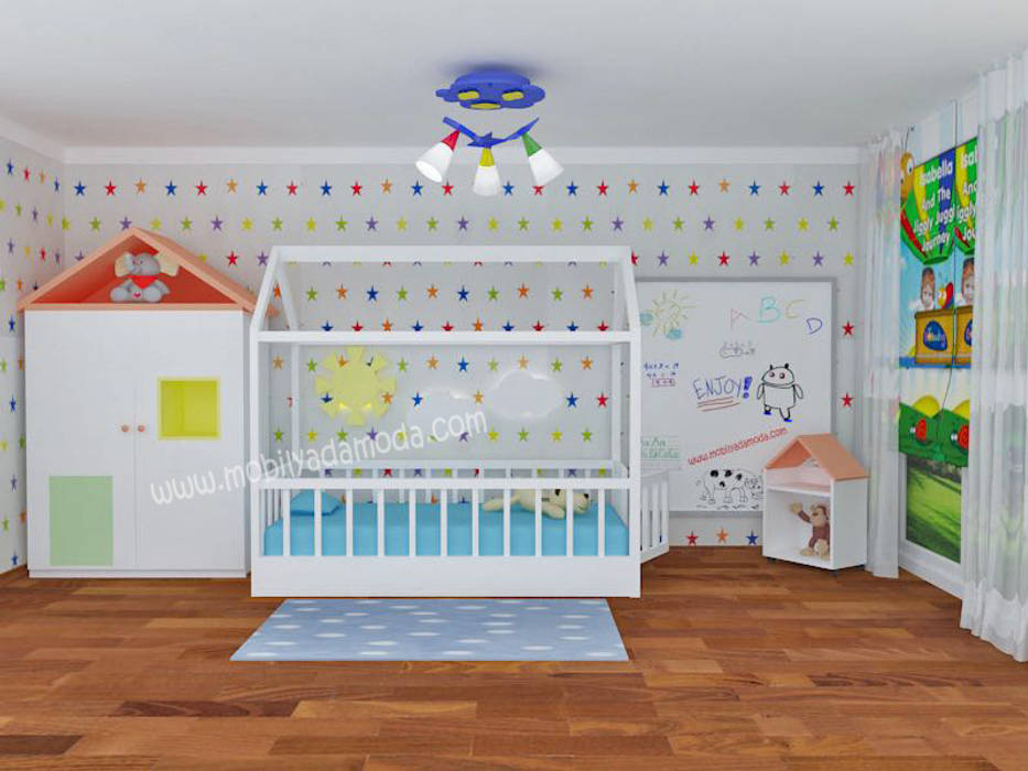 Montessori'ye uygun Bebek Odası, Kuzey'in odası MOBİLYADA MODA Modern Çocuk Odası montessori odası,montessori yatagi,bebek odasi,cocuk odasi,yer yatagi,montessori bebek odasi,cocuk odasi