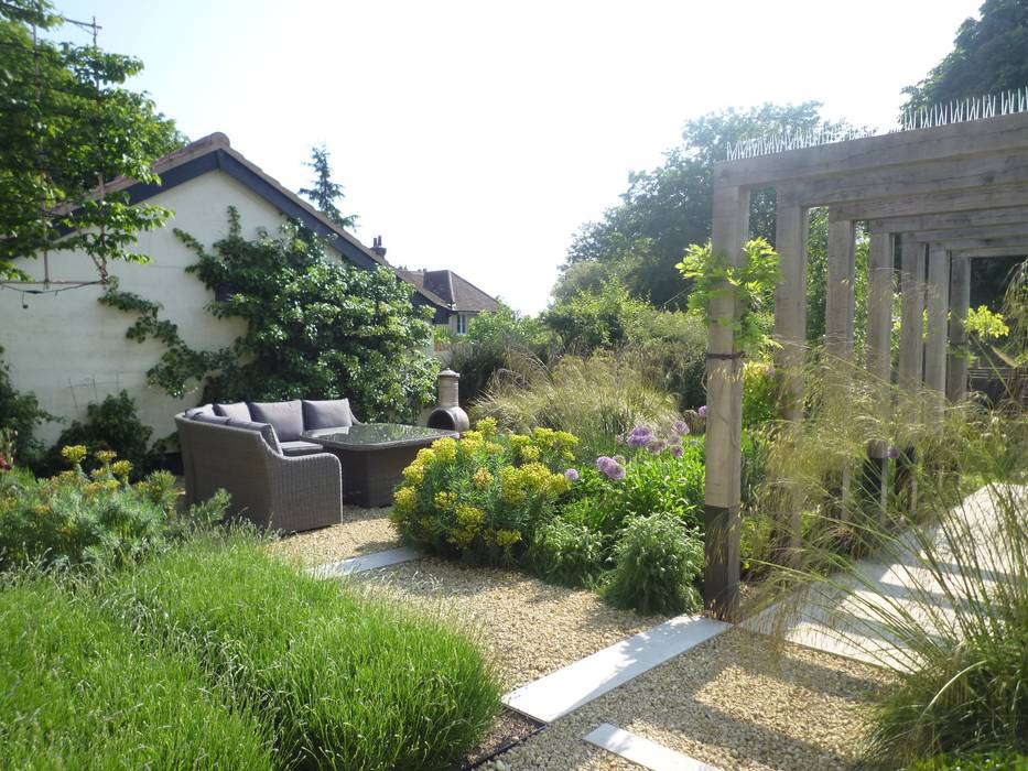 Rundle House Aralia Rustic style garden Wood Wood effect Country Estate,Country Manor,Garden Design,Rustic Garden Design,Rustic,Rustic Design,English Country Garden,country garden,landscape architect,landscape architecture,pergola,purple,outdoor seating