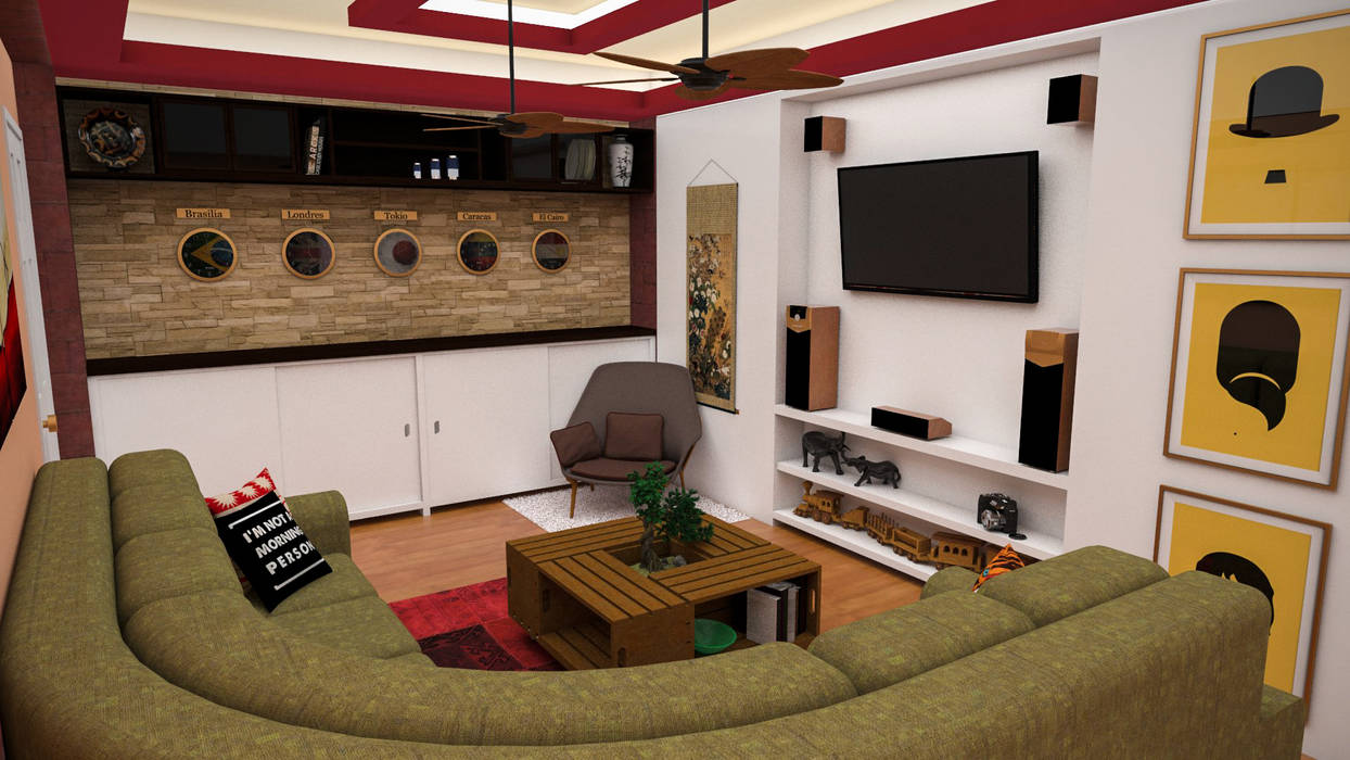 Apartamento pequeño con espacios multifuncionales y/o convertibles, Interiorismo con Propósito Interiorismo con Propósito Modern living room