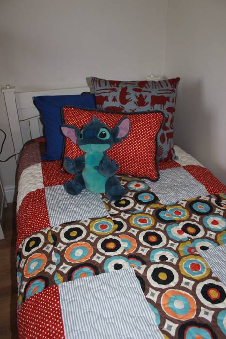 Son's Bedroom Inside Out Interiors Country style bedroom cowboy theme,patchwork quilt,scatters,customised cushions,accessories,quirky fabrics,quirky prints,Accessories & decoration