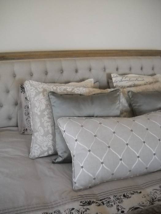 Bedding Accessories Inside Out Interiors Country style bedroom customised accessories,neutral fabrics,textured fabrics,french style headboard,scatter cushions,luxury.,Accessories & decoration