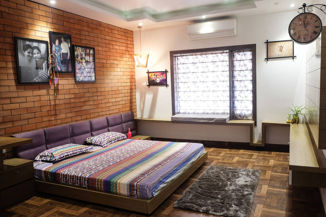 Chand Residence, StudioEzube StudioEzube Modern style bedroom Bricks Accessories & decoration