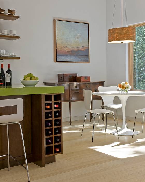 Kitchen wine storage and dining area ZeroEnergy Design Modern dining room