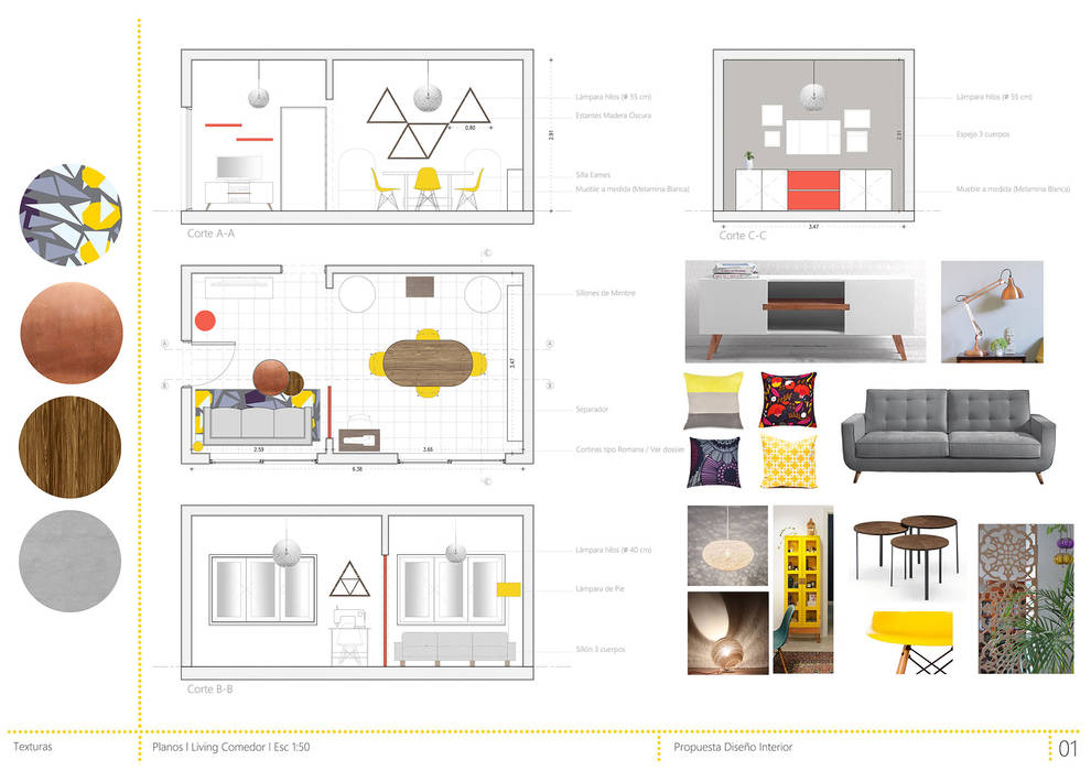 Propuesta Living/Comedor homify Salones minimalistas living,comedor,interior,arquitectura,laplata,casameva