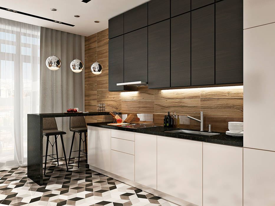 Дизайн интерьера двухкомнатной квартиры ЖК Фили Град , GM-interior GM-interior Кухня в скандинавском стиле