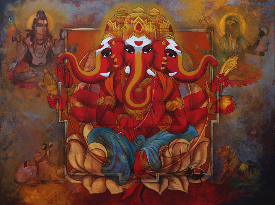 Trimukha Ganapati Indian Art Ideas Commercial spaces Exhibition centres