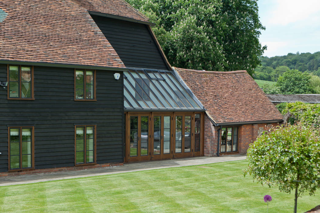 Barn Conversion with Oak Conservatory Vale Garden Houses Rustic style conservatory Wood Wood effect conservatory,orangery,garden room,outdoor,bespoke,timber,aluminium,glass,roof light,roof light