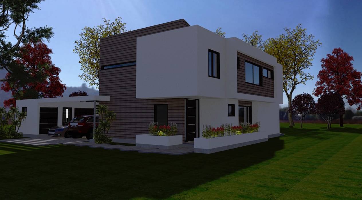 Vista del Acceso ARQvision BIM Sustainable Architecture Casas de estilo minimalista Hierro/Acero CASA N