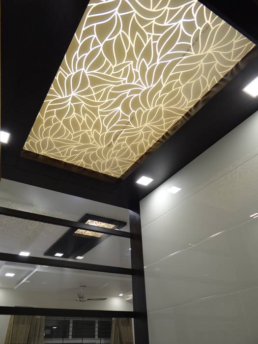 Pooja room ceiling homify Modern corridor, hallway & stairs