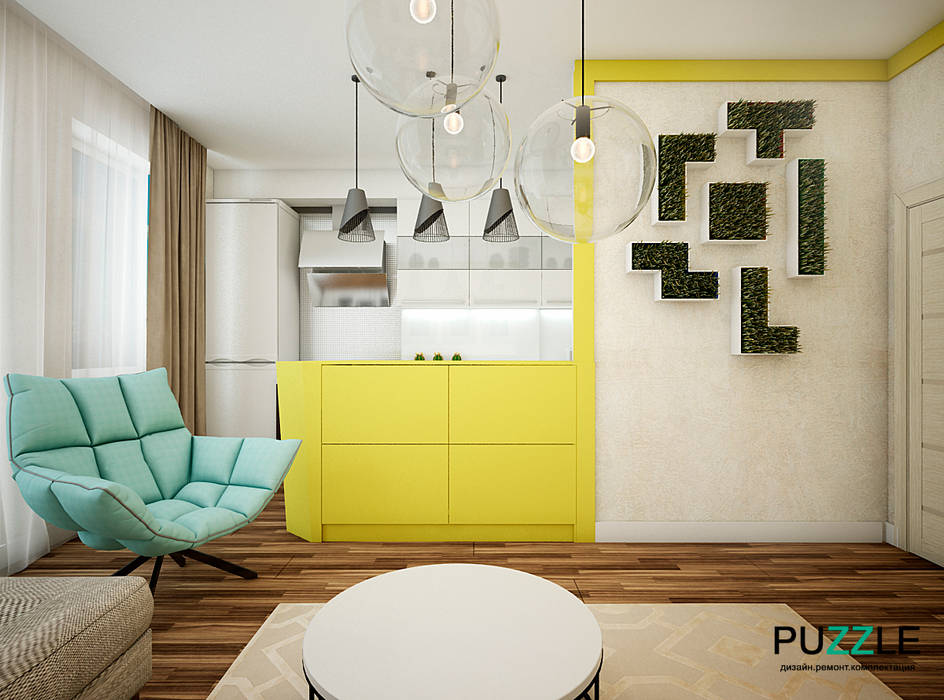 Дизайн-проект в современном стиле, PUZZLE PUZZLE Livings de estilo moderno