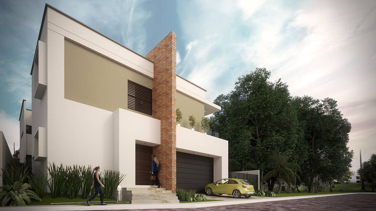 Proyecto Casa Club de Golf Villa Rica, Constructora e Inmobiliaria Catarsis Constructora e Inmobiliaria Catarsis Maisons minimalistes Briques