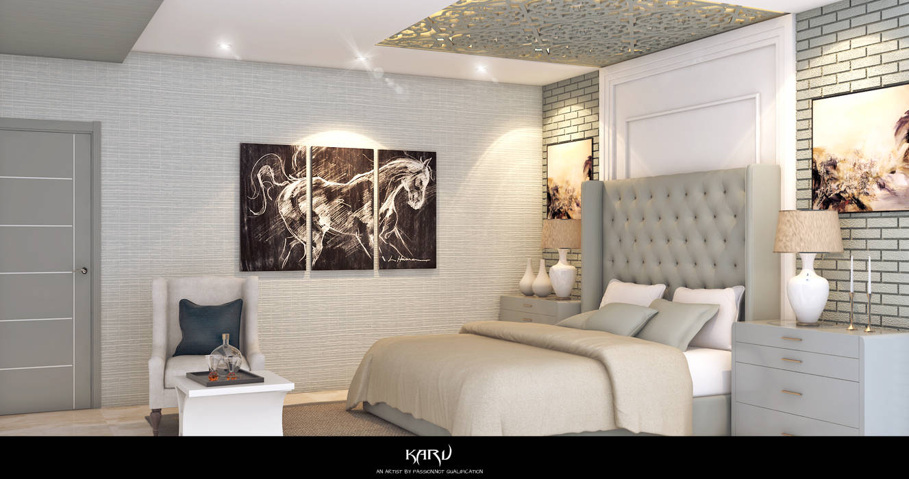 BEDROOM DESIGN KARU AN ARTIST Modern style bedroom Picture frame,Property,Furniture,Wood,Comfort,Interior design,Floor,Flooring,Living room,Grey