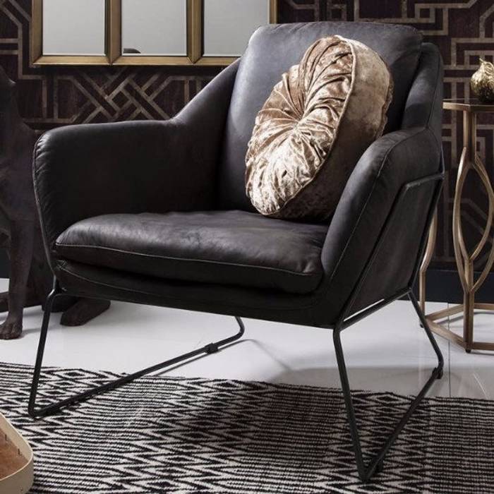 Carson RetroSit Ebony Leather Armchair homify غرفة المعيشة جلد Grey أريكة ومقاعد إسترخاء